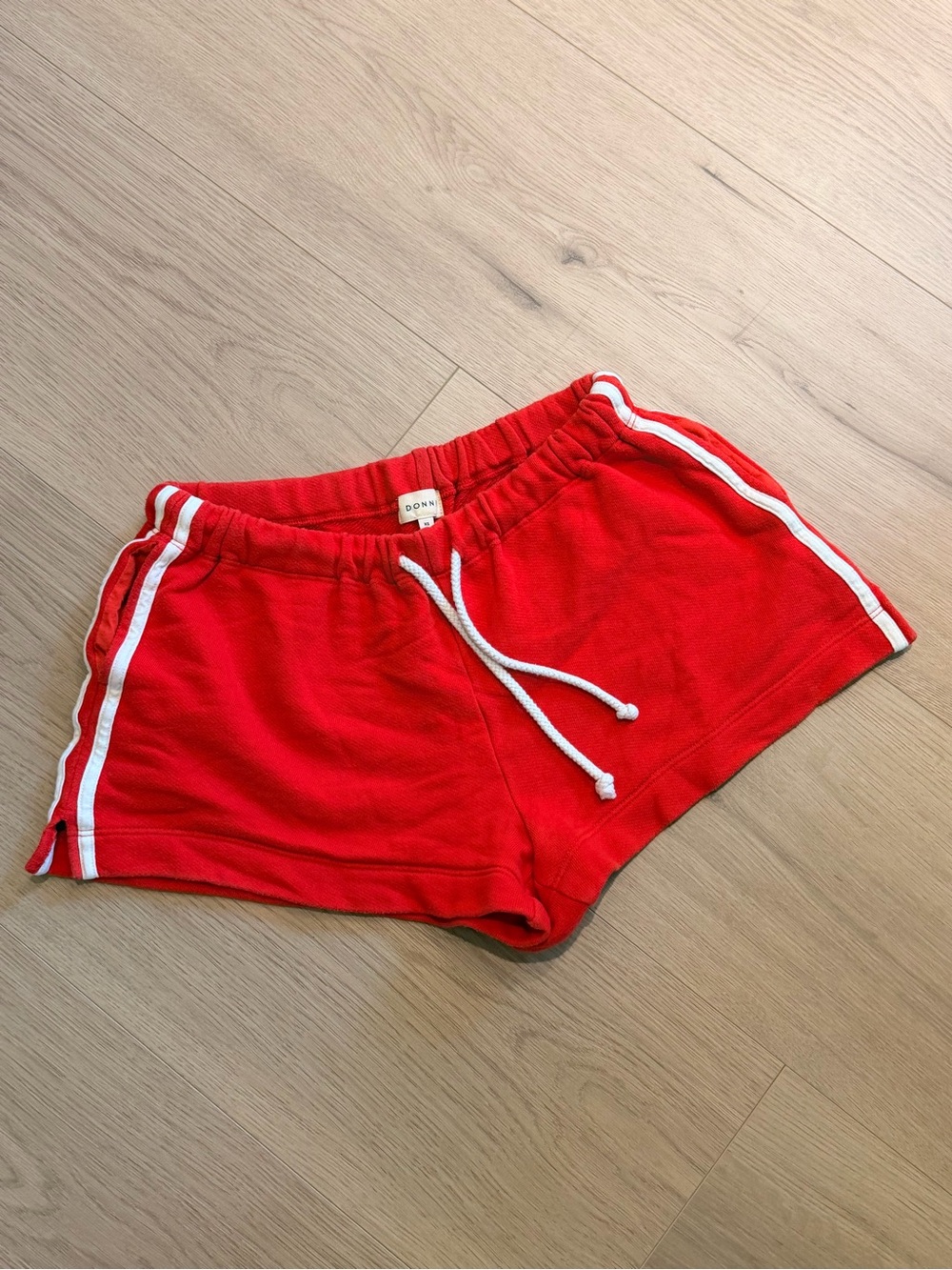 DONNI. The Eco Terry Stripe Shorts | Tomato - Picture 3 of 7